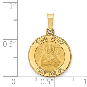 St Peter Medal Hollow Pendant - 14K Yellow Gold