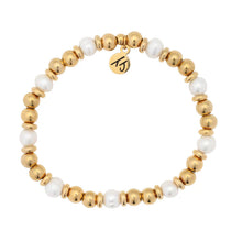 Load image into Gallery viewer, Gold/Pearl Strength &amp; Grace Beaded Bracelet - TJazelle