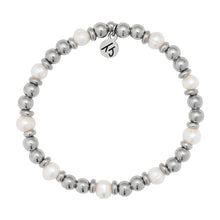 Load image into Gallery viewer, Silver/Pearl Strength &amp; Grace Beaded Bracelet - TJazelle