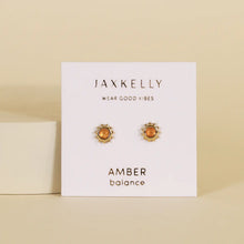 Load image into Gallery viewer, Sun Stud w/ Amber Stud Earrings - Jax Kelly