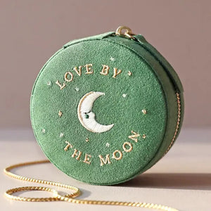 Sun and Moon Embroidered Round Jewelry Case