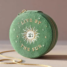 Load image into Gallery viewer, Sun and Moon Embroidered Round Jewelry Case