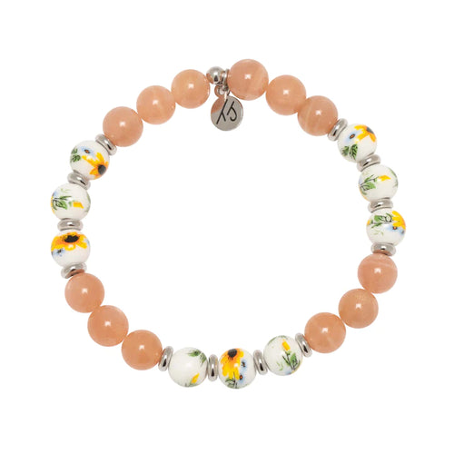 Sunflower Peach Moonstone Floral Moments Bracelet - TJazelle