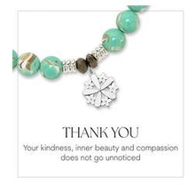 Load image into Gallery viewer, "Thank You" Flower Silver Charm Bracelet - TJazelle