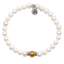 Load image into Gallery viewer, White Pearl with Gold Filled Ball - The Cape Bracelet Reverse