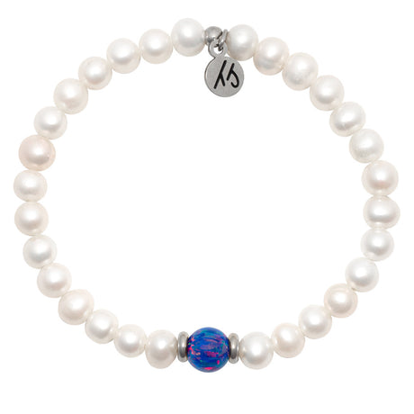 White Pearl with Indigo Opal Bracelet - TJazelle Cape Bracelet