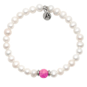 White Pearl with Pink Jade Bracelet - TJazelle Cape Bracelet