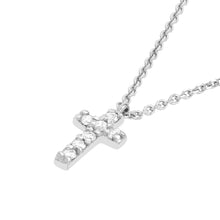 Load image into Gallery viewer, Diamond Mini Cross Adjustable Necklace - 14K White Gold