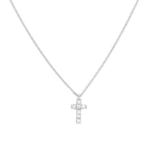 Load image into Gallery viewer, Diamond Mini Cross Adjustable Necklace - 14K White Gold