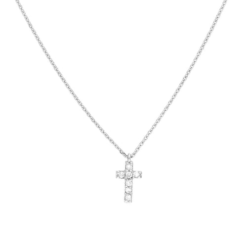 Diamond Mini Cross Adjustable Necklace - 14K White Gold