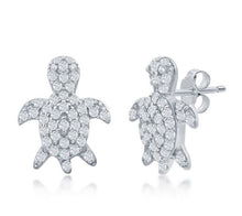 Load image into Gallery viewer, CZ Turtle Stud Earrings - Sterling Silver
