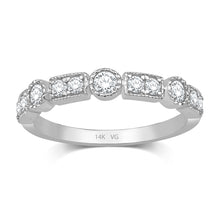 Load image into Gallery viewer, Round &amp; Rectangle Diamond Wedding Band - 14K White Gold