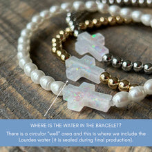 Load image into Gallery viewer, Morganite Cross Bracelet - Holy Water Bracelet
