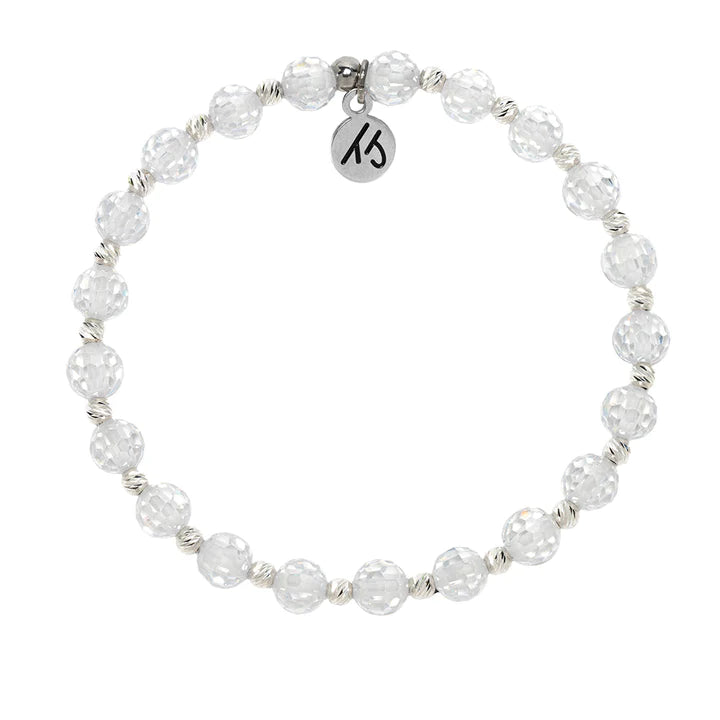 White CZ Crystal Mindfulness Bracelet - TJazelle