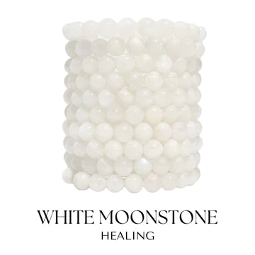 Healing White Round Moonstone Stacker - TJazelle