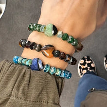 Load image into Gallery viewer, Green Worry Stone Heart Bracelet