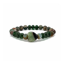 Load image into Gallery viewer, Green Worry Stone Heart Bracelet
