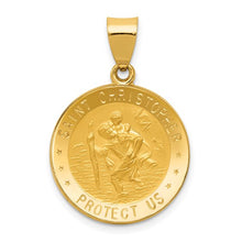 Load image into Gallery viewer, Saint Christopher Round Medal Pendant - 14K Yellow Gold