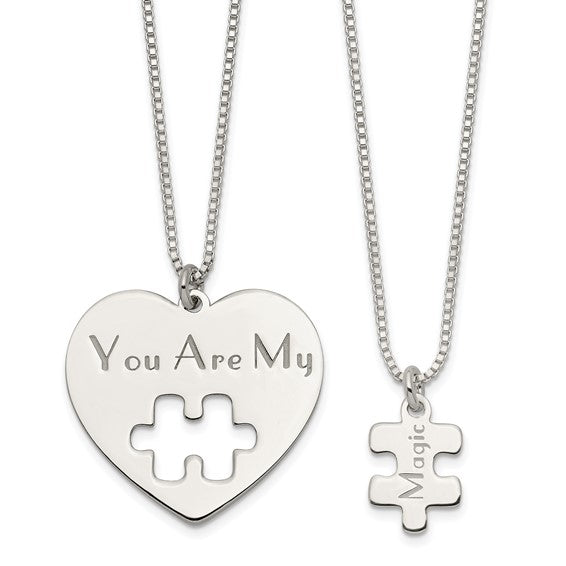 Necklace Set Heart Puzzle Piece Necklace Heart Puzzle Piece