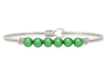 Load image into Gallery viewer, Crystal Pearl Bangle Bracelet in Emerald