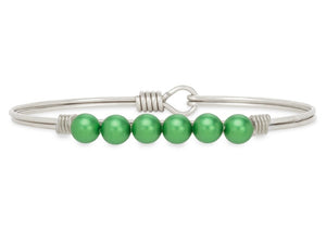 Crystal Pearl Bangle Bracelet in Emerald