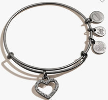 Load image into Gallery viewer, Swarovski Pave Heart Charm Bangle - Alex and Ani