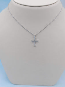 CZ Cross with Adjustable Chain - Sterling Silver
