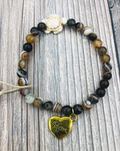 Load image into Gallery viewer, Brown Agate  Sea Turtle Bracelet- Mom Charm