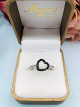 Load image into Gallery viewer, Black Heart Ring - Black &amp; Clear CZ