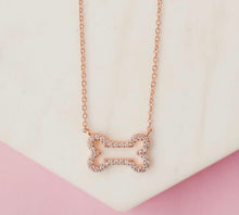 Load image into Gallery viewer, Glittering Pavé Dog Bone Necklace