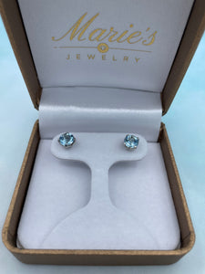 Aquamarine Earrings - 14K White Gold