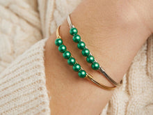 Load image into Gallery viewer, Crystal Pearl Bangle Bracelet in Emerald