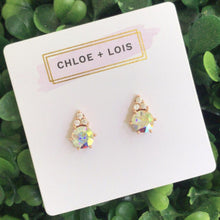 Load image into Gallery viewer, Rose Gold Rainbow Swarovski Earrings