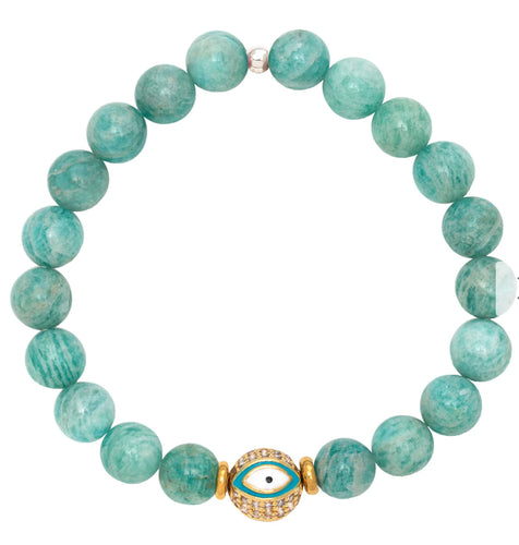 Peruvian Amazonite Evil Eye Bracelet- TJazelle