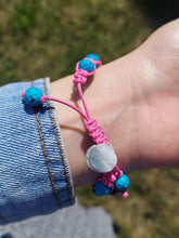 Load image into Gallery viewer, Doorbuster Pink Macrame Bracelet with Crystal Ball &amp; Turquoise Stones