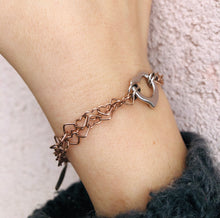 Load image into Gallery viewer, Rose &amp; Silver Heart Bracelet with Toggle
