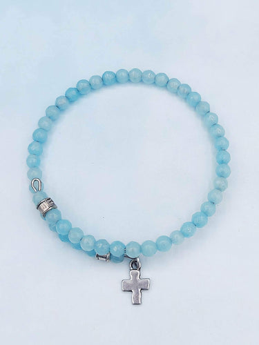 Cross Charm on Blue Chavez Bangle Wrap