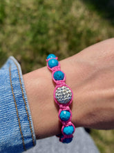 Load image into Gallery viewer, Doorbuster Pink Macrame Bracelet with Crystal Ball &amp; Turquoise Stones