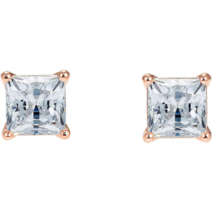 ATTRACT PIERCED EARRINGS, WHITE, ROSE-GOLD TONE PLATED