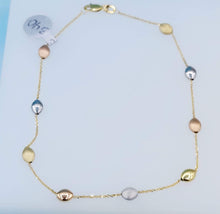 Load image into Gallery viewer, Tri Color Beaded Anklet - 14K Gold