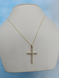 Diamond Cross Necklace - .25 Carats - 14K Yellow Gold