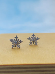 CZ Snowflake Studs - Sterling Silver