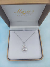 Load image into Gallery viewer, Pear Shaped Morganite &amp; Diamond Pendant &amp; Chain - 14K White Gold