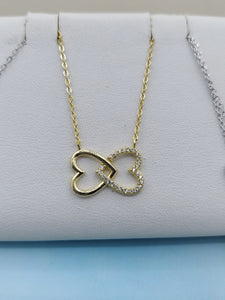 Double Heart Interlocking Necklace - Gold Plated