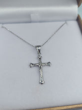 Load image into Gallery viewer, Crucifix Cross &amp; Cable Chain - 14K White Gold