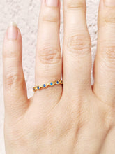 Load image into Gallery viewer, Blue Evil Eye Band - Sterling Silver