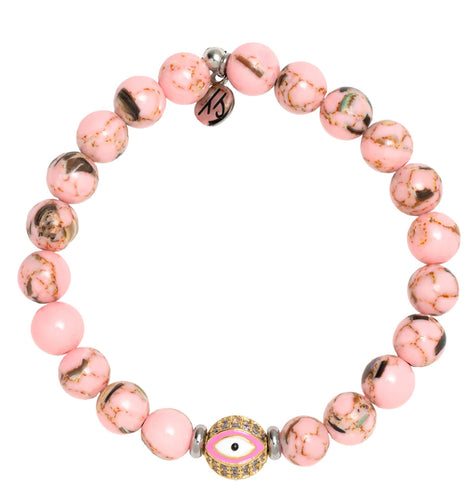 Pink Shell Evil Eye Bracelet- TJazelle