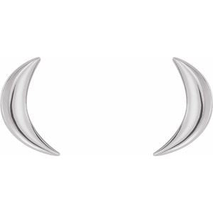 Crescent Moon Earrings - 14K White Gold