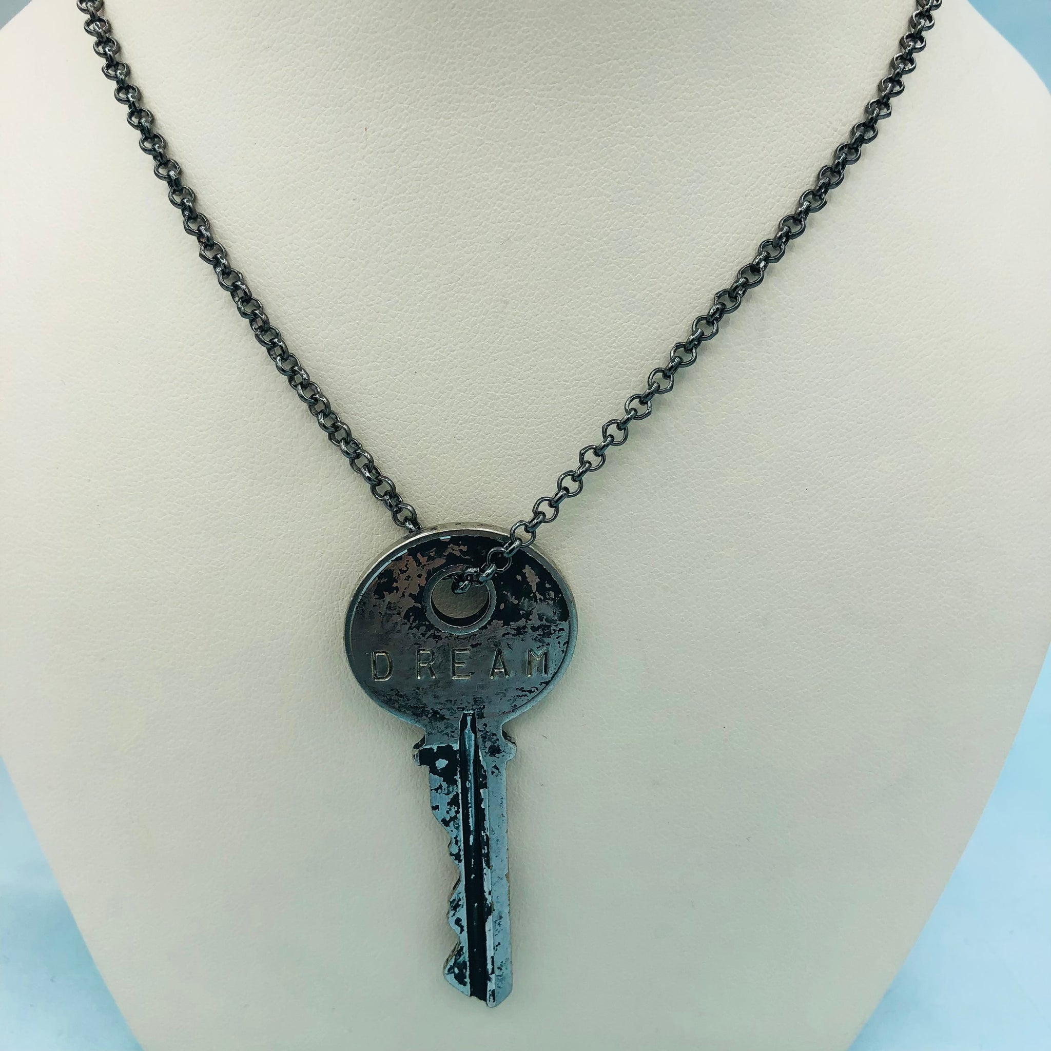 Blue Marbled Key Necklace Magic Marbled Key Skeleton Key Necklace Vintage  Style Key Glass Cabochon Necklace Romantic Gifts For Her Keys