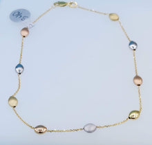 Load image into Gallery viewer, Tri Color Beaded Anklet - 14K Gold